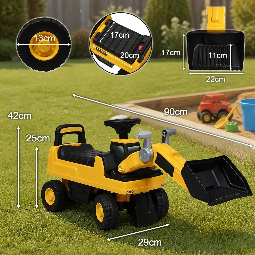 Kids Ride-On Excavator Toy Interactive Scoop Digger 90cm Length