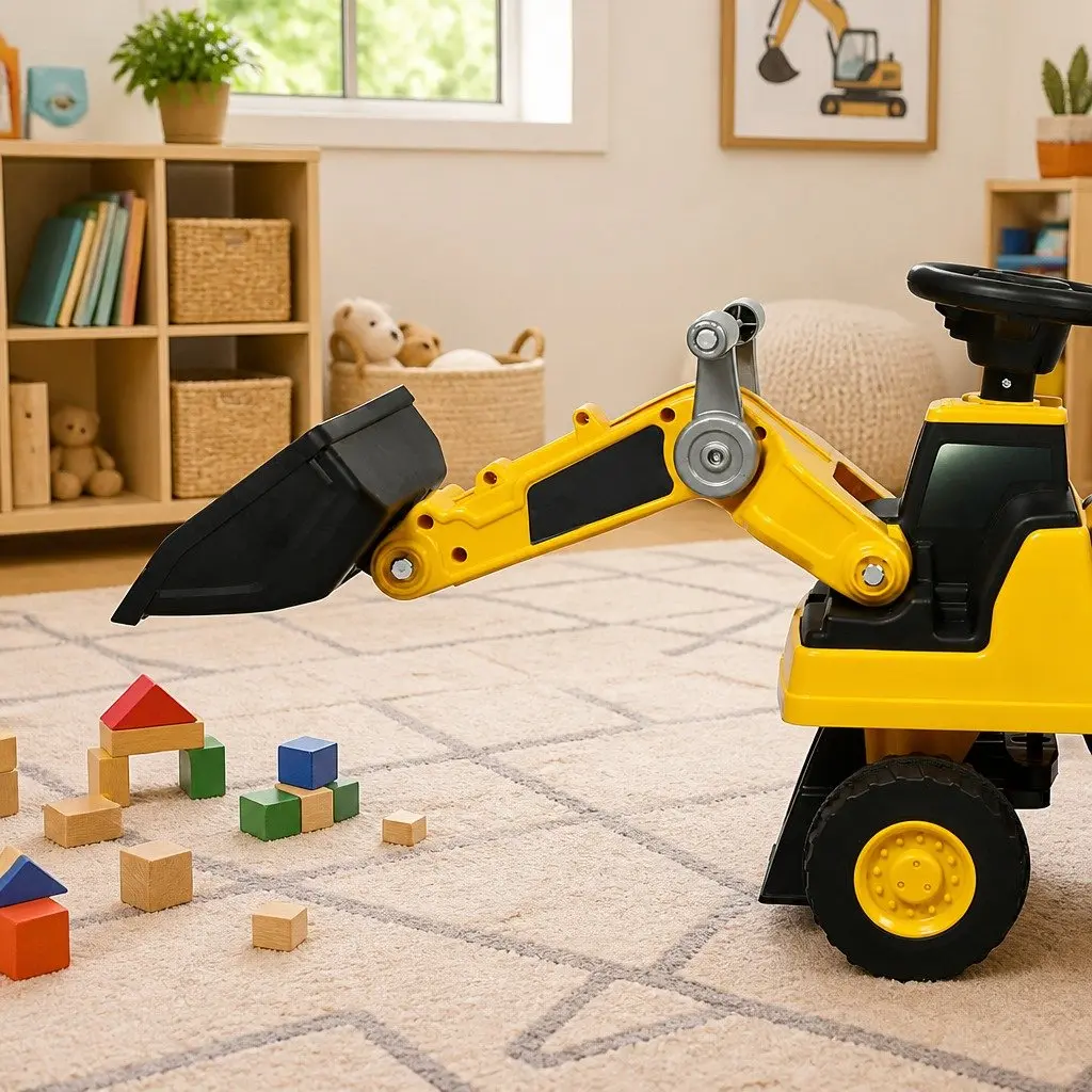 Kids Ride-On Excavator Toy Interactive Scoop Digger 90cm Length