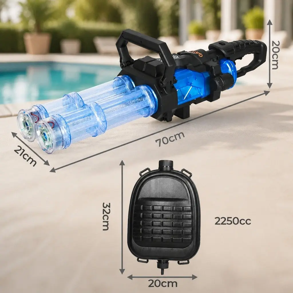 Kids Automatic Electric Water Gun Dual Barrel LED Light 2250ml