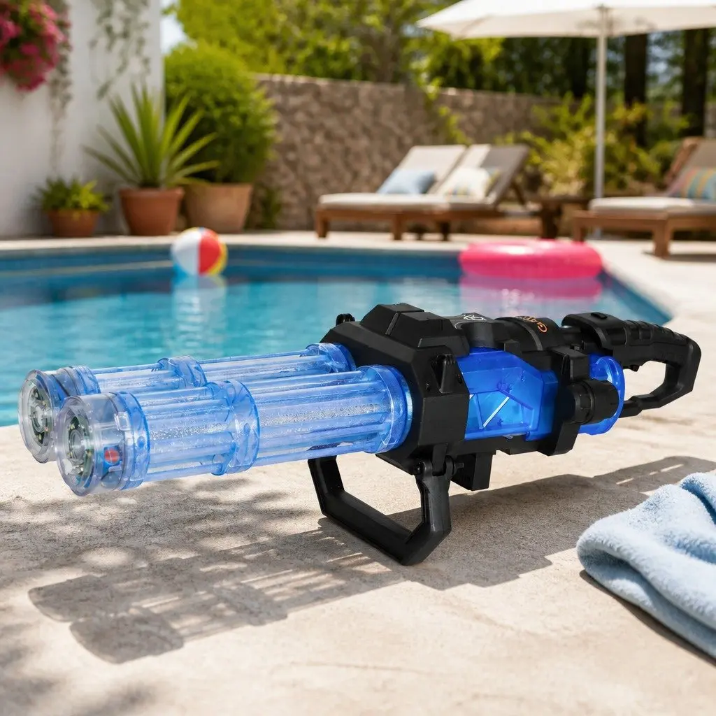 Kids Automatic Electric Water Gun Dual Barrel LED Light 2250ml