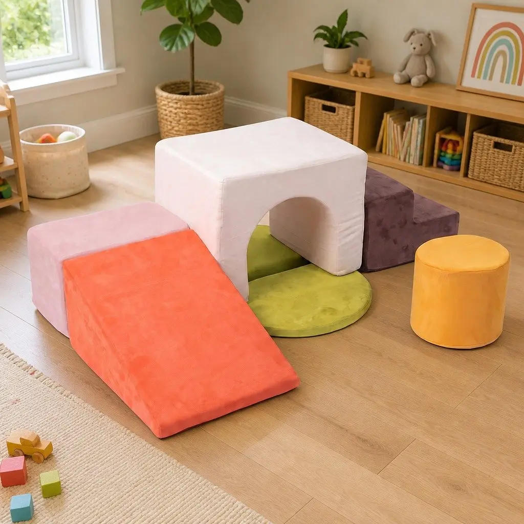 Kids Climbing Foam Blocks Playset Soft Couch Crawl Play Toys Indoor 7 Piece