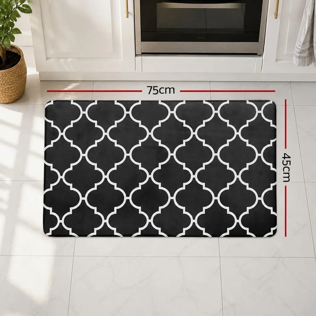 Non-slip PVC Kitchen Rug Black 45x75cm with Cushioning Support for Cooking Areas