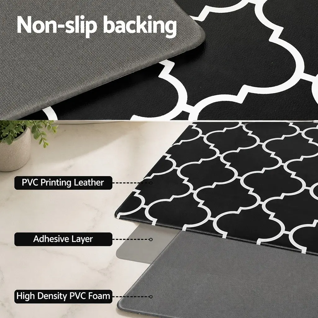 Non-slip PVC Kitchen Rug Black 45x75cm with Cushioning Support for Cooking Areas
