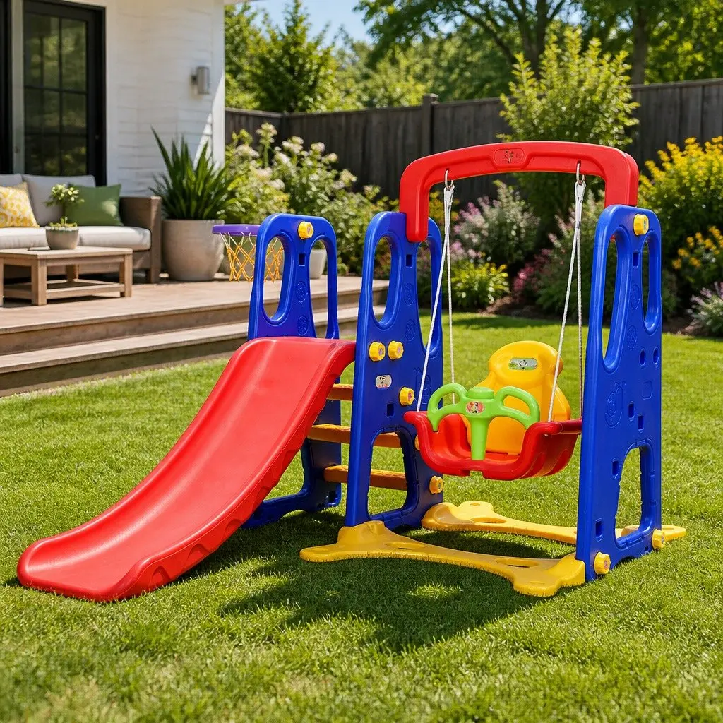 Kids 3-in-1 Slide Swing Set