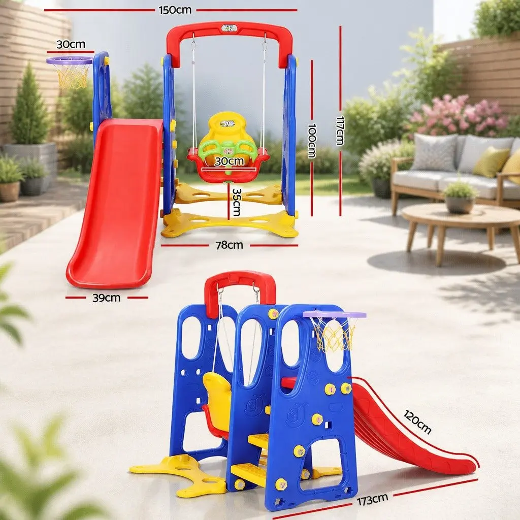 Kids 3-in-1 Slide Swing Set