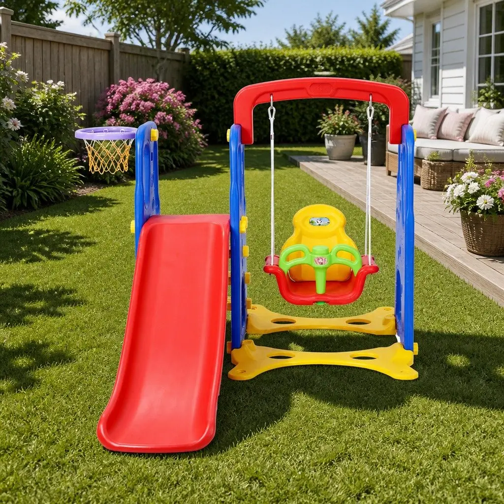 Kids 3-in-1 Slide Swing Set