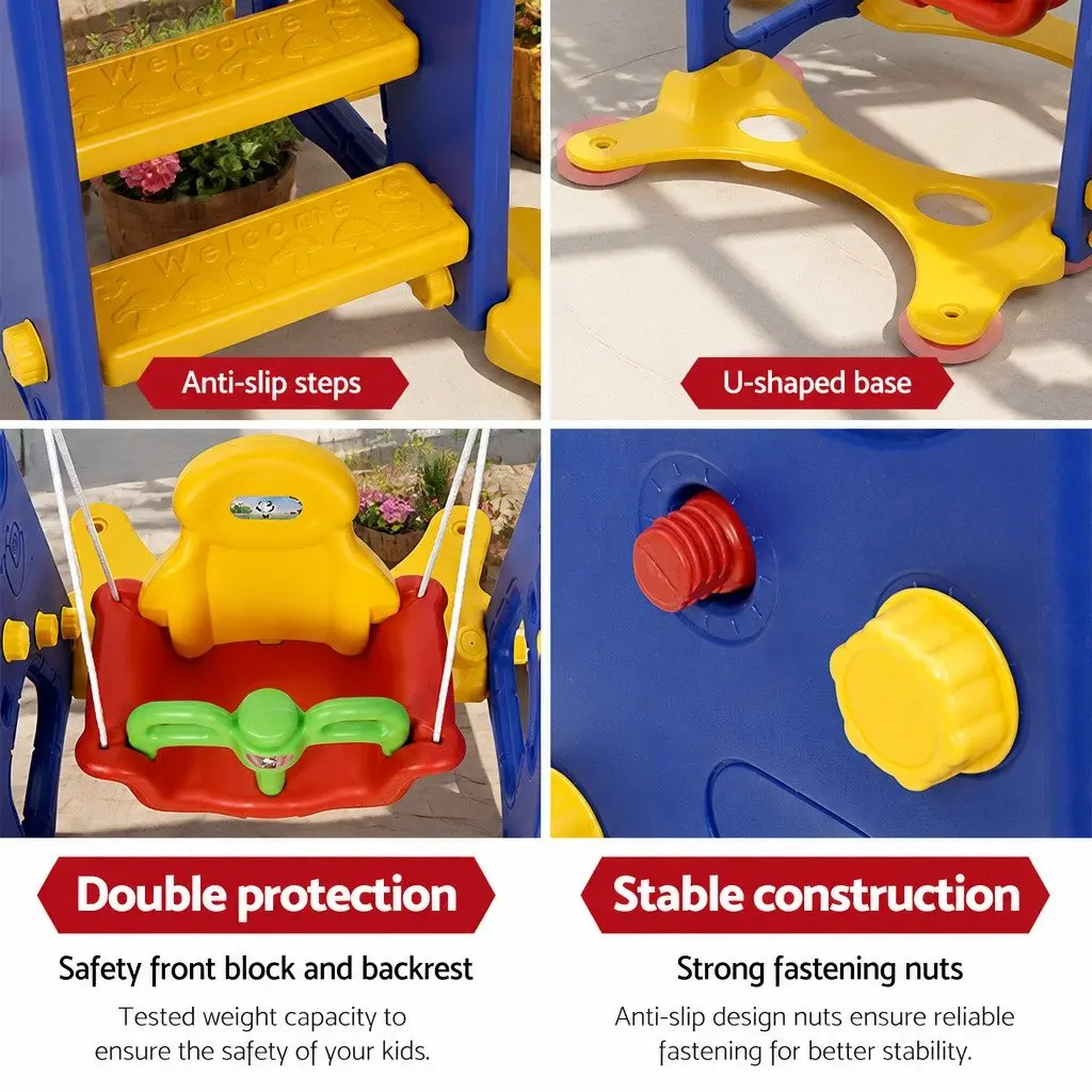 Kids 3-in-1 Slide Swing Set