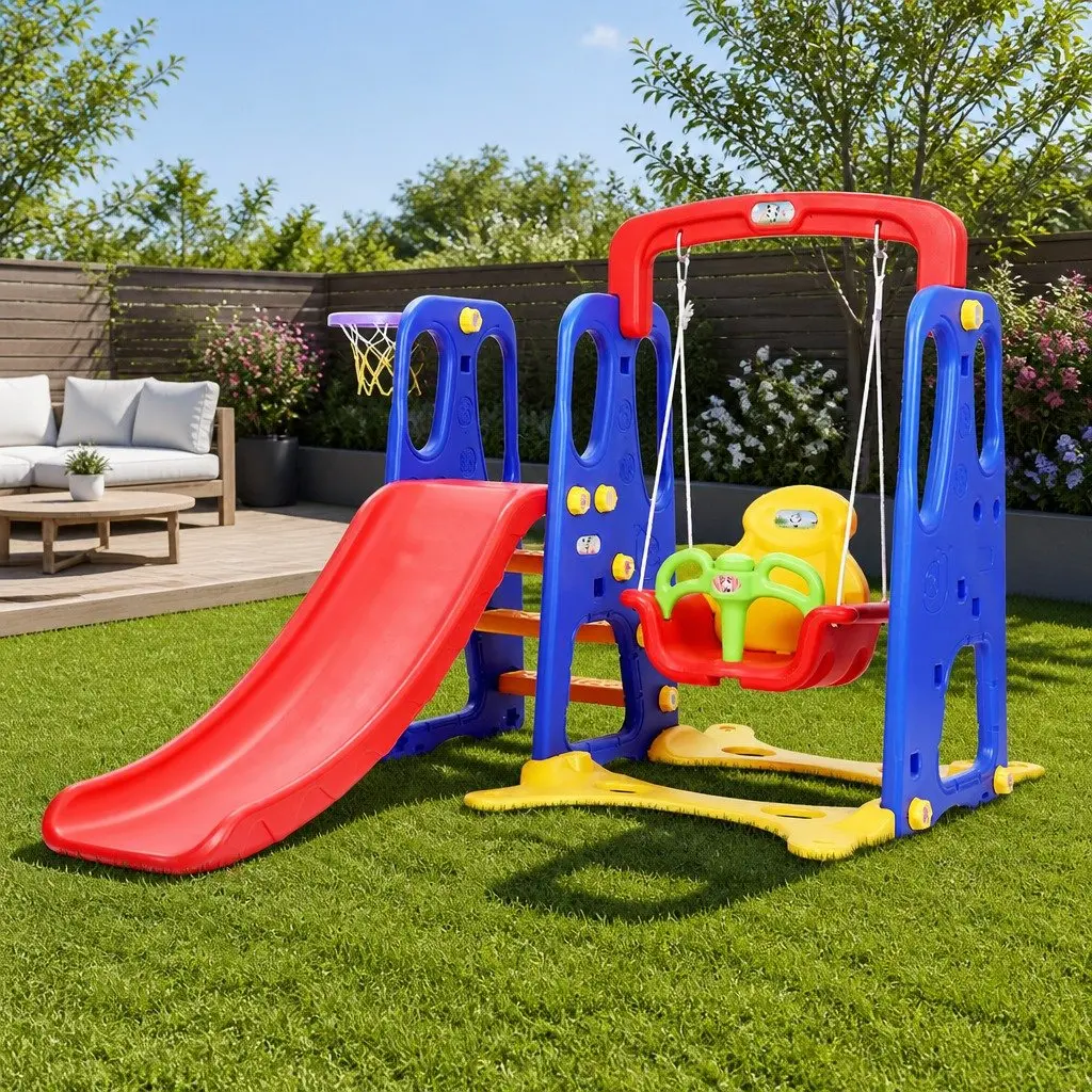 Kids 3-in-1 Slide Swing Set