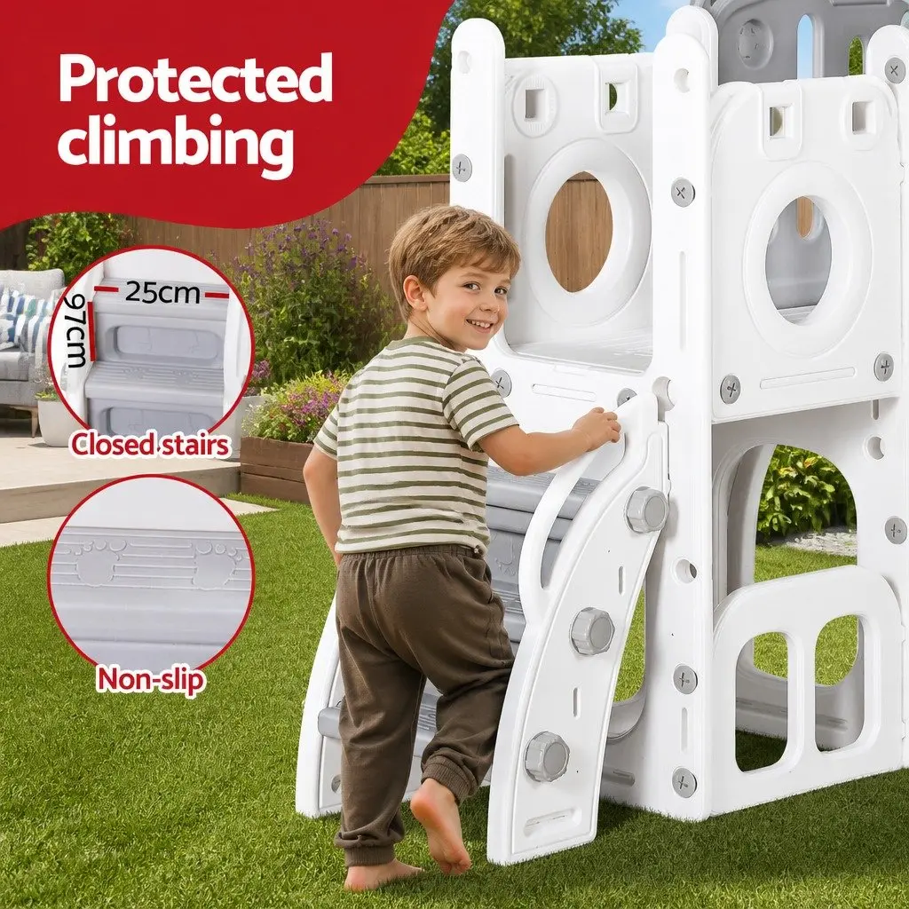Kids Slide Swing Set Ball Hoop Ring Rings Football Outdoor Play Equipment Toys