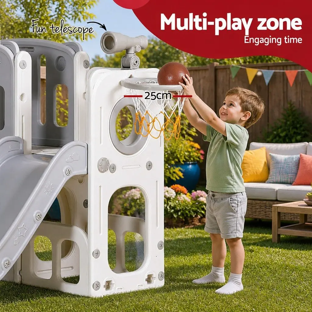 Kids Slide Swing Set Ball Hoop Ring Rings Football Outdoor Play Equipment Toys