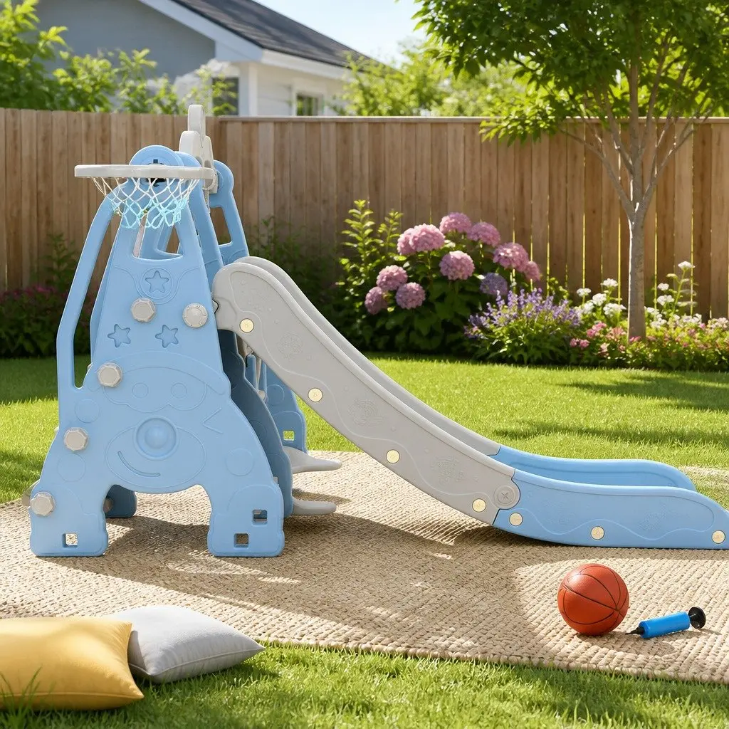 Kids Swing Slide Set 3-in-1 Outdoor Indoor Playground Equipment 184cm x 126cm x 111cm