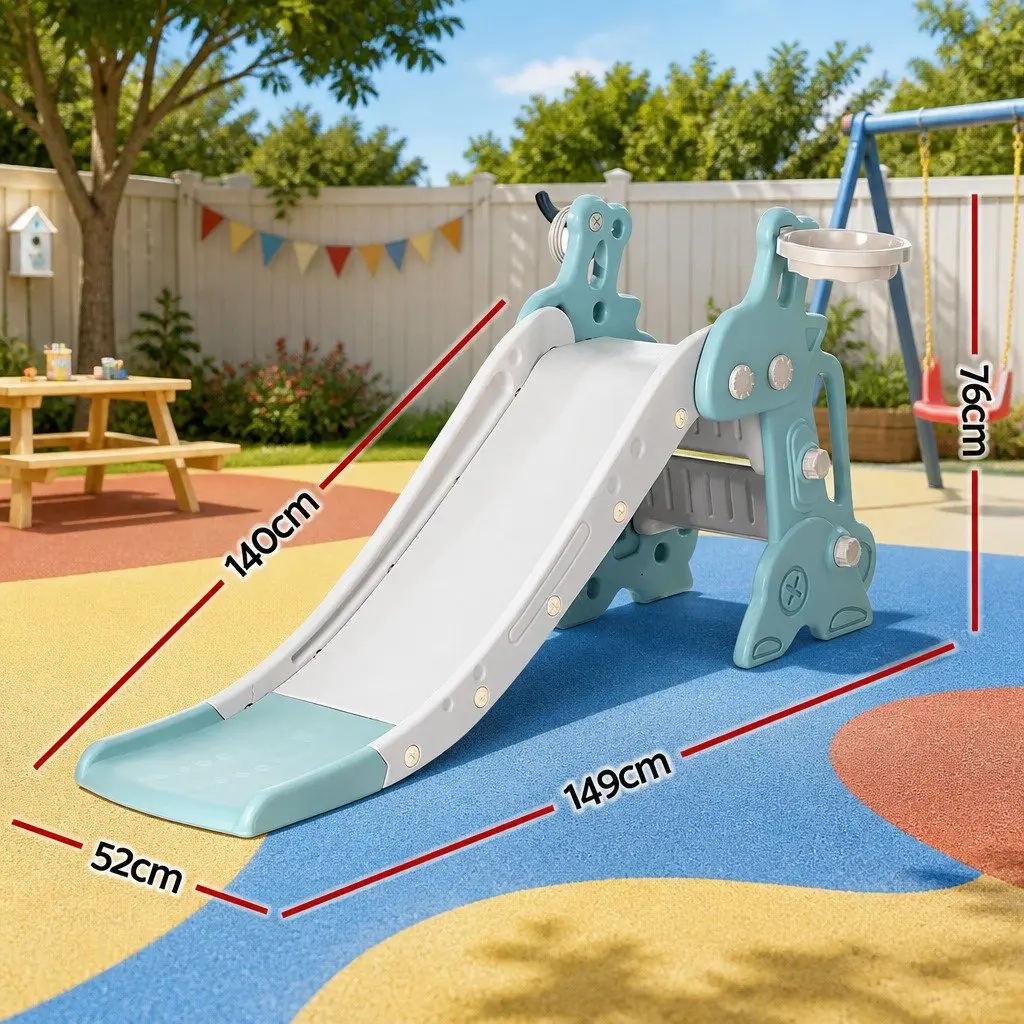 Kids Slide Set Basketball Hoop Ring Outdoor Playground Play Equipment Toy 140cm