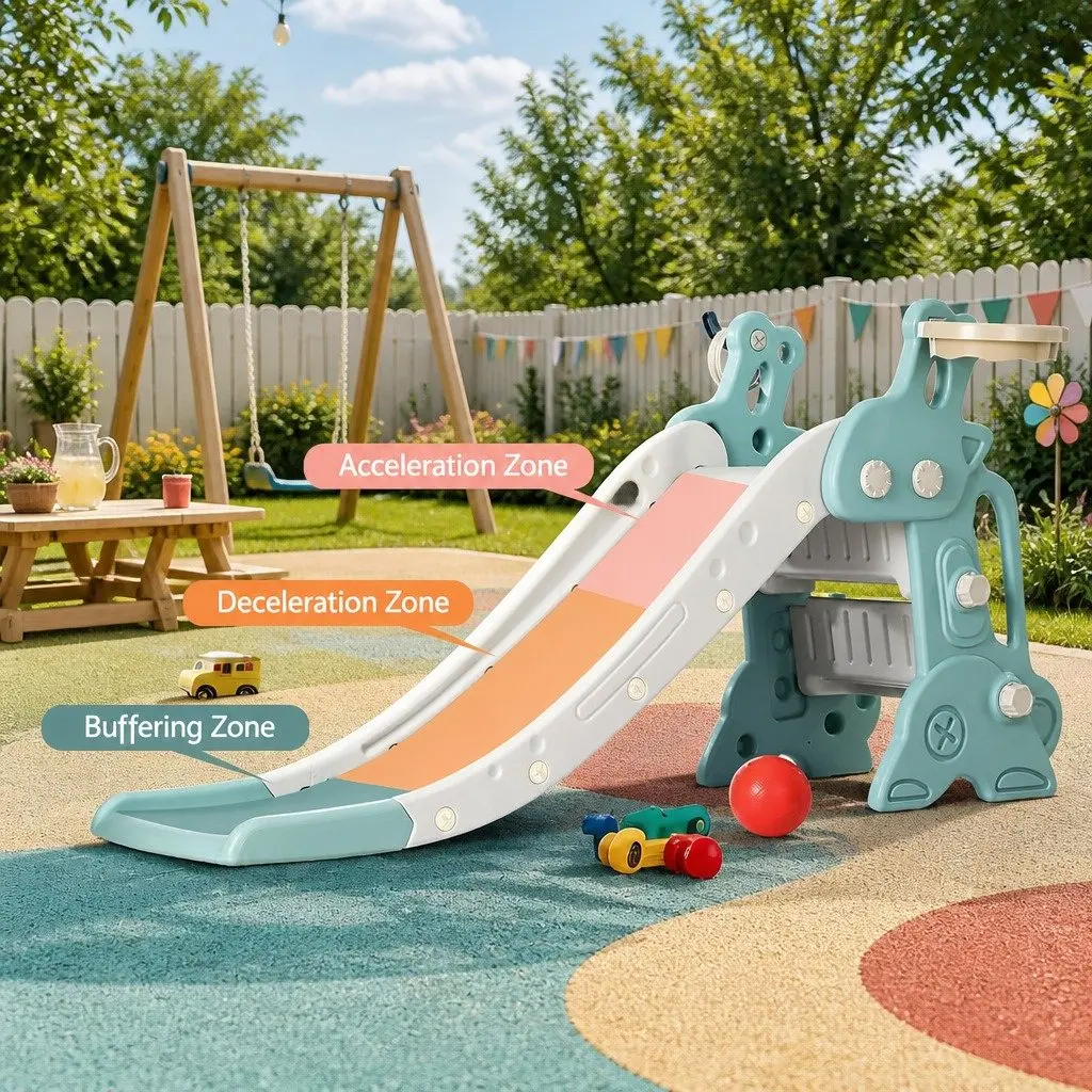 Kids Slide Set Basketball Hoop Ring Outdoor Playground Play Equipment Toy 140cm