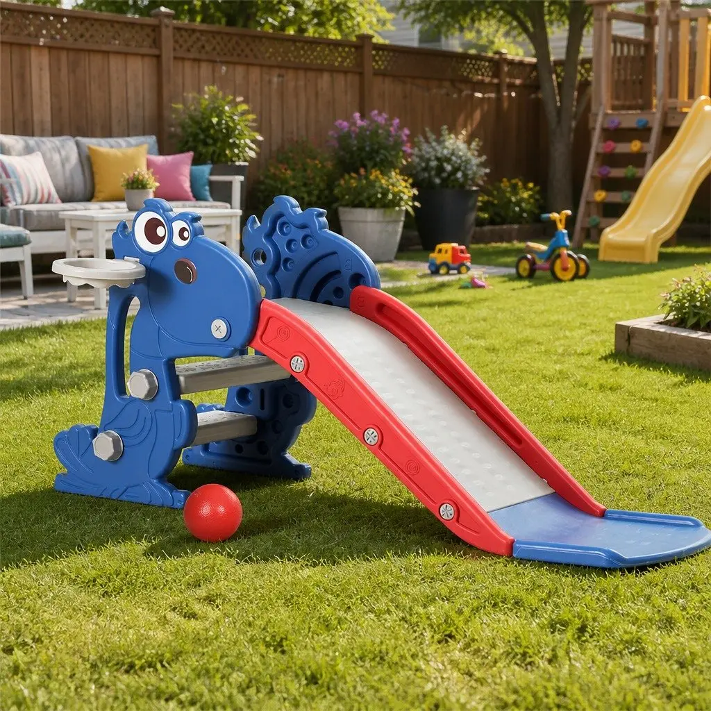 Kids Slide and Basketball Set