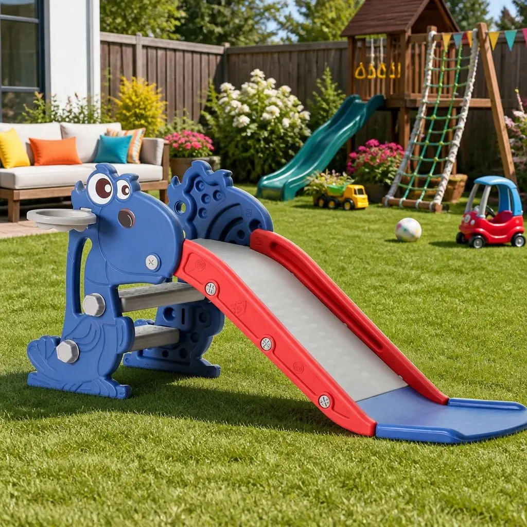 Kids Slide and Basketball Set