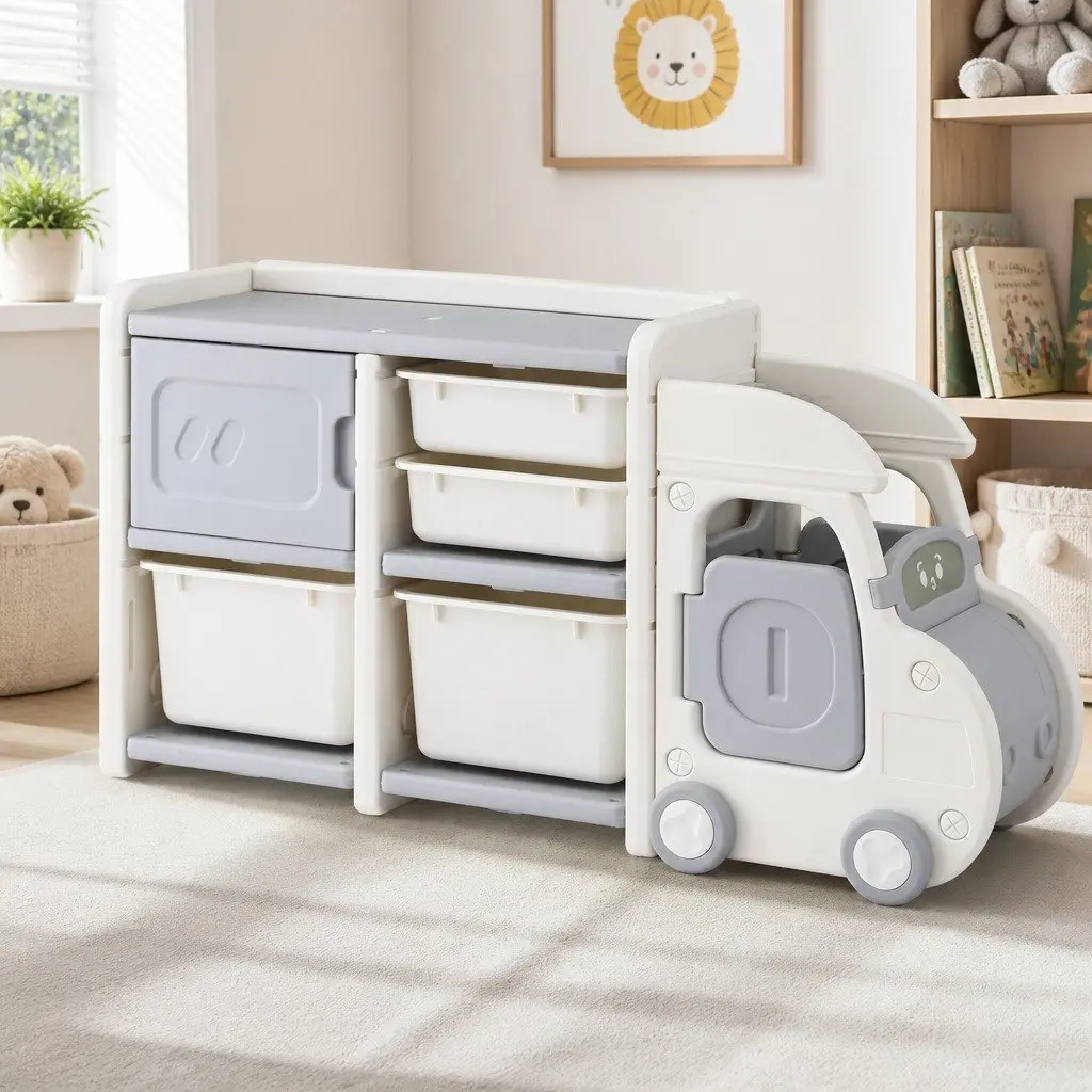 Car Shaped Kids Toy Storage Organizer with Removable Bins and Drawers 1215 x 315 x 660 mm