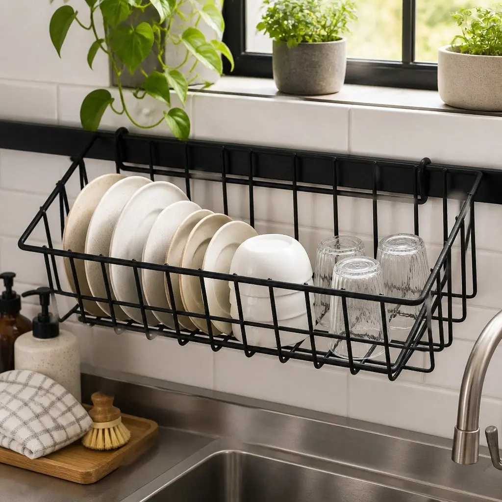 Dish Drying Rack Over Sink 85cm Stainless Steel 2-Tier Kitchen Organizer Drainer
