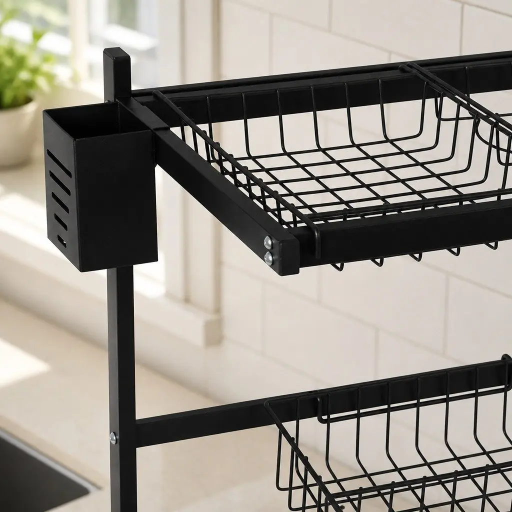 Dish Drying Rack Over Sink 85cm Stainless Steel 2-Tier Kitchen Organizer Drainer