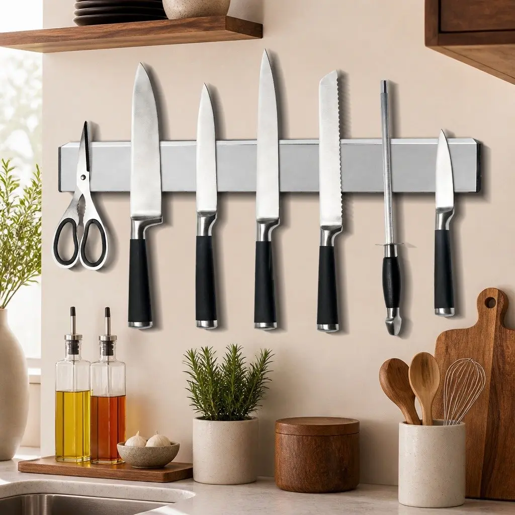 Magnetic Knife Holder Wall Mount Stainless Steel Kitchen Storage Organizer 40cm