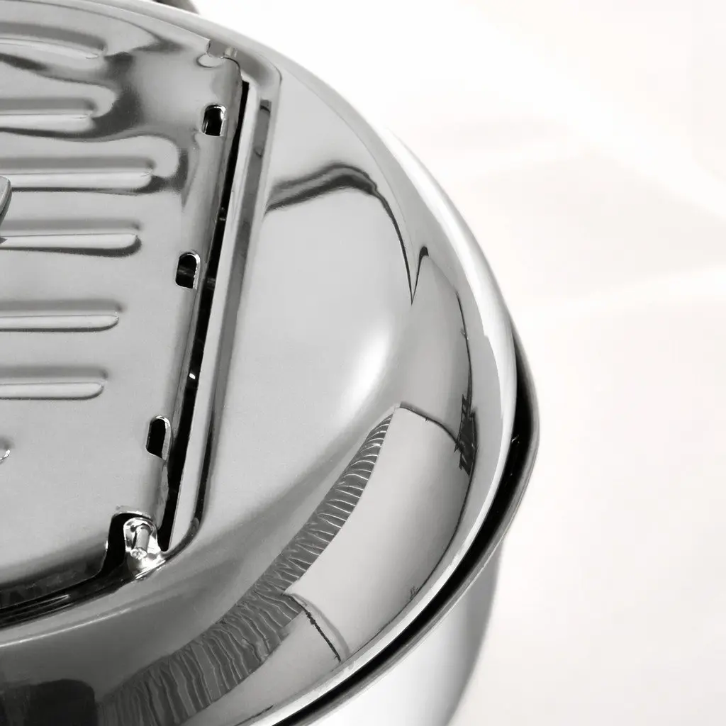 Stainless Steel Deep Frying Pan 24cm with Integrated Thermometer and Draining Rack