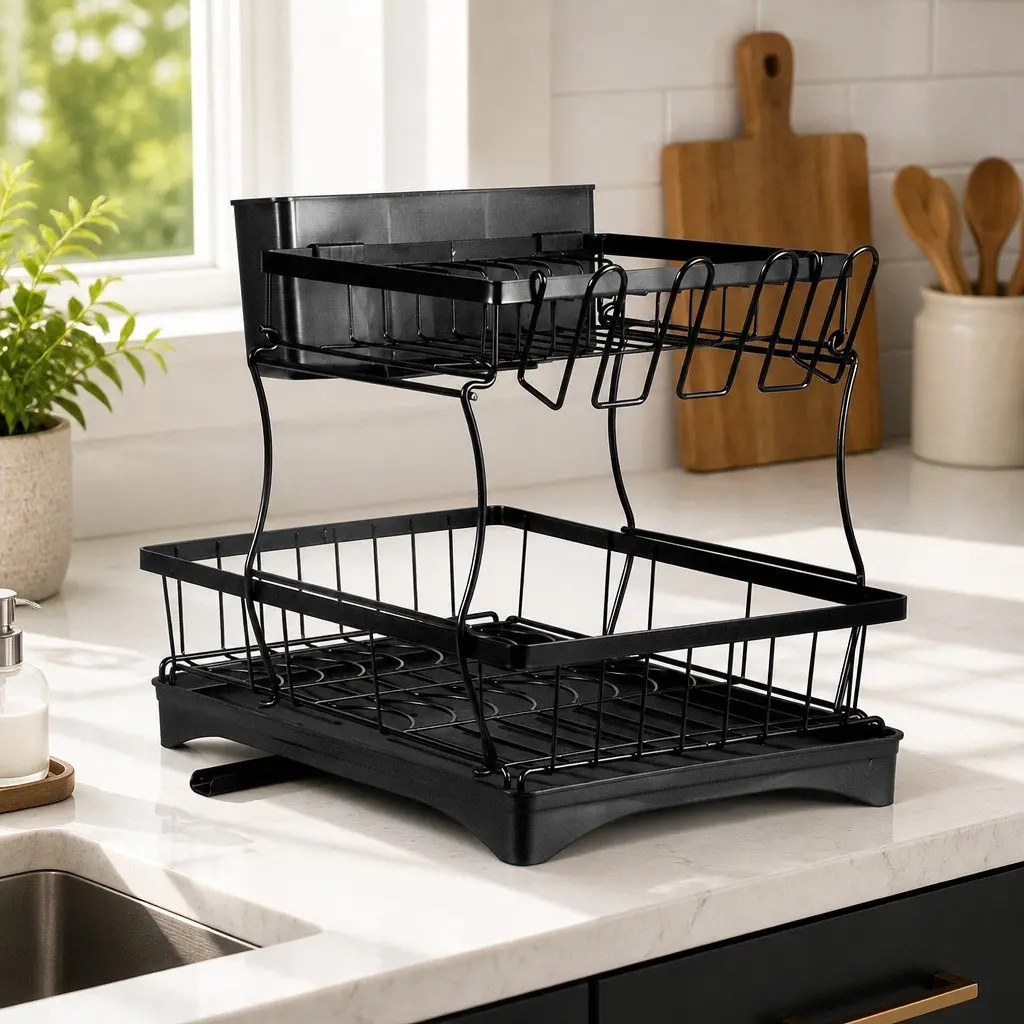 2 Tier Dish Drying Rack for Kitchen Efficiency