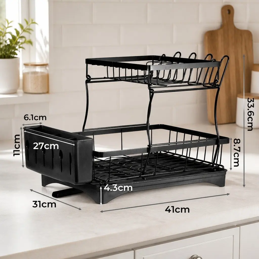 2 Tier Dish Drying Rack for Kitchen Efficiency