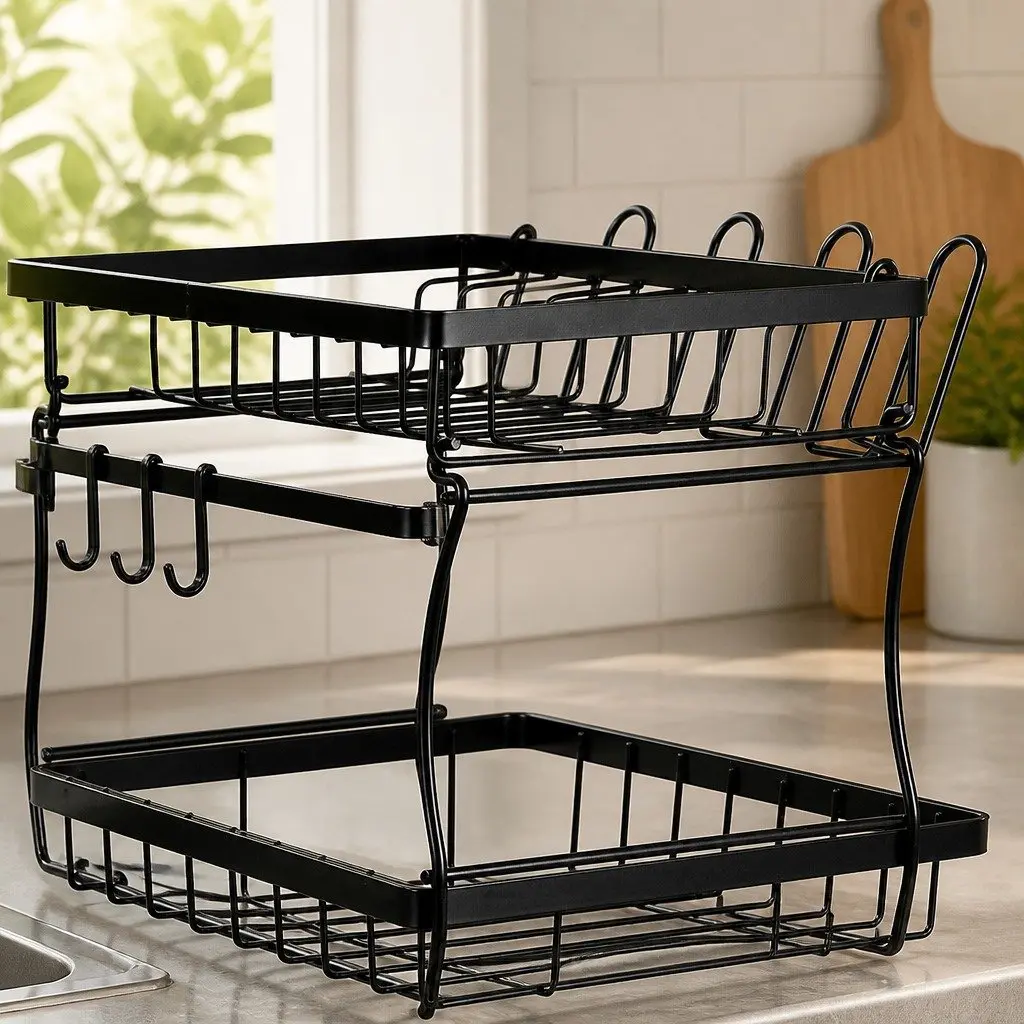 2 Tier Dish Drying Rack for Kitchen Efficiency