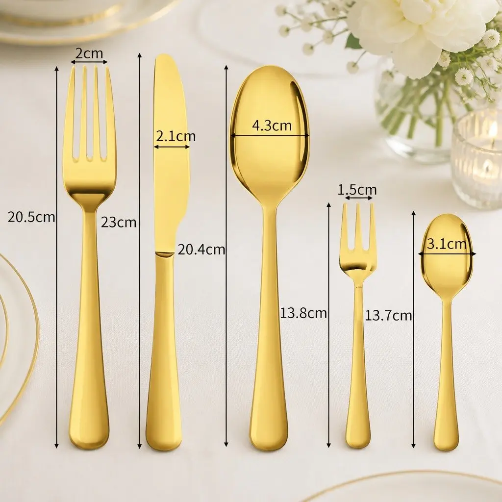 Stainless Steel Cutlery Set Gold 30 Pieces Dining Flatware Forks Knives Spoons