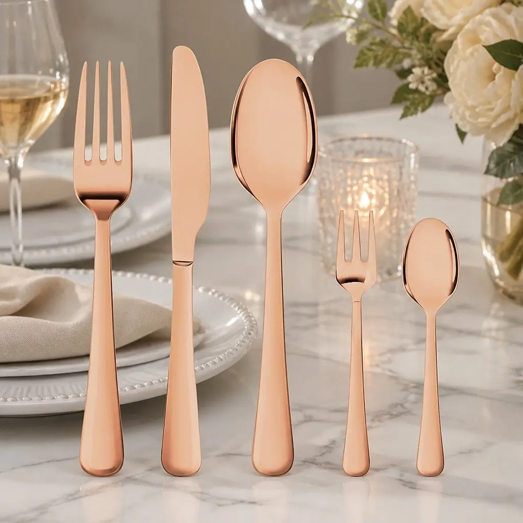 30-Piece Flatware Service Set for 6 in Rose Gold