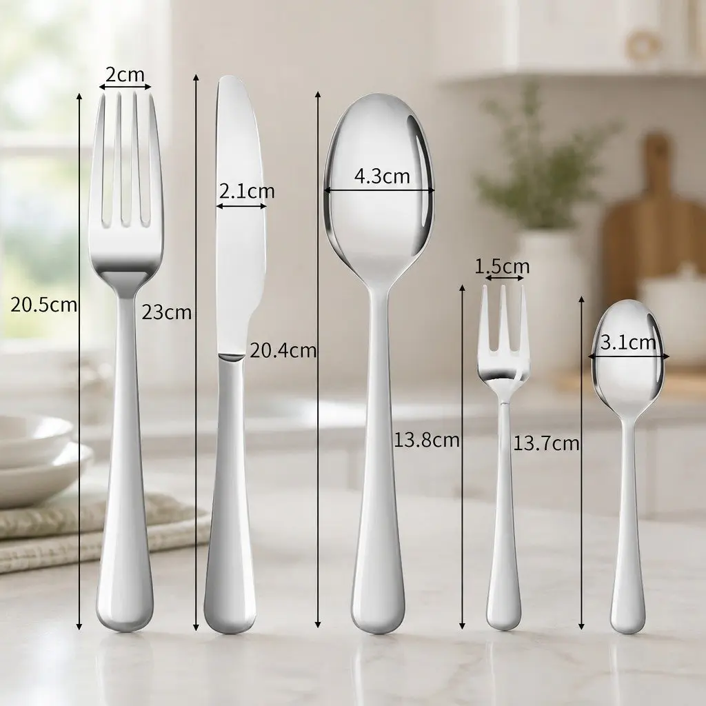 30 Piece Cutlery Set Stainless Steel Polished Silver Dining Forks Knives Spoons