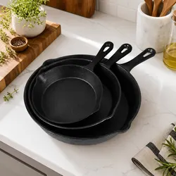 3-Piece Cast Iron Frying Pan Set for Your Culinary Needs