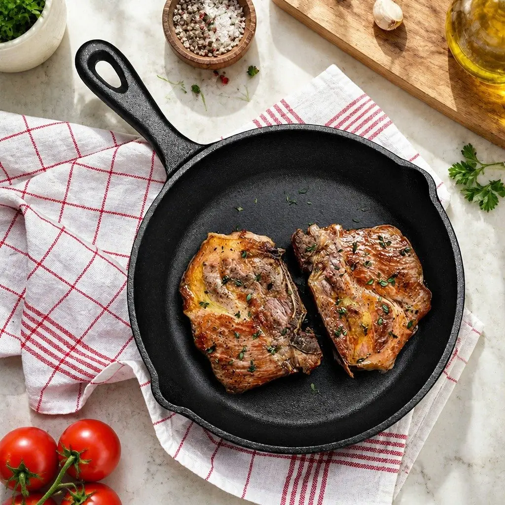 Cast Iron Frying Pan Set Non-Stick 3 Piece All Stovetops