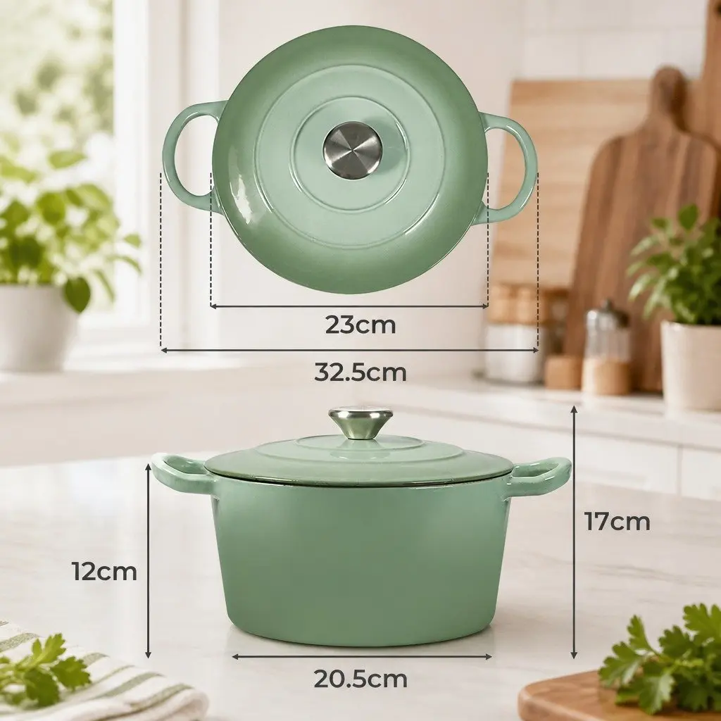 4L Green Cast Iron Dutch Oven