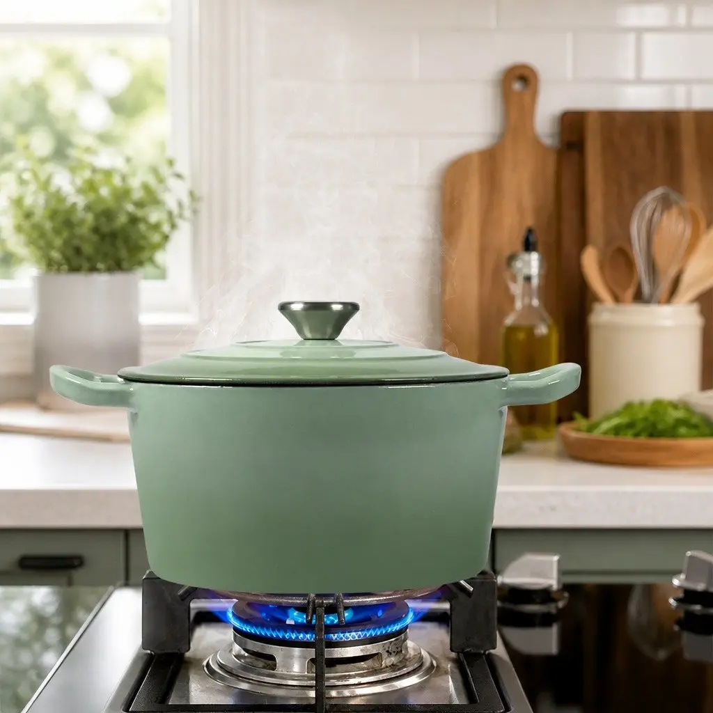 4L Green Cast Iron Dutch Oven