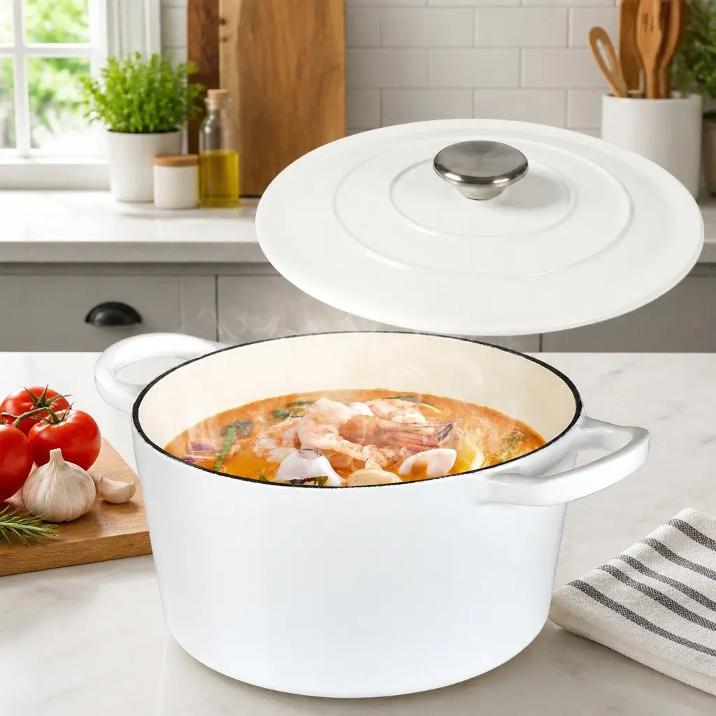 Cast Iron Dutch Oven Pot Heavy-duty Non-stick Enamel Coating 4L