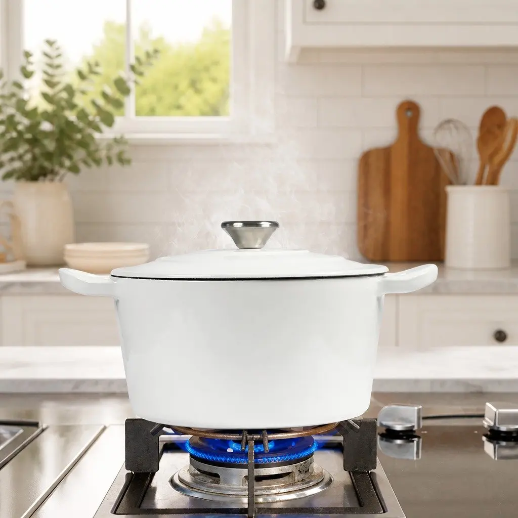 Cast Iron Dutch Oven Pot Heavy-duty Non-stick Enamel Coating 4L