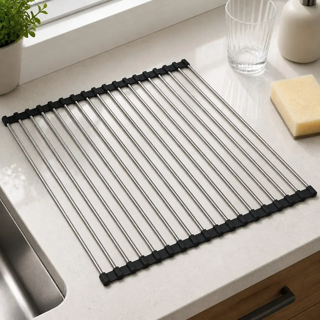 Rollable Dish Drying Rack for Kitchen Convenience