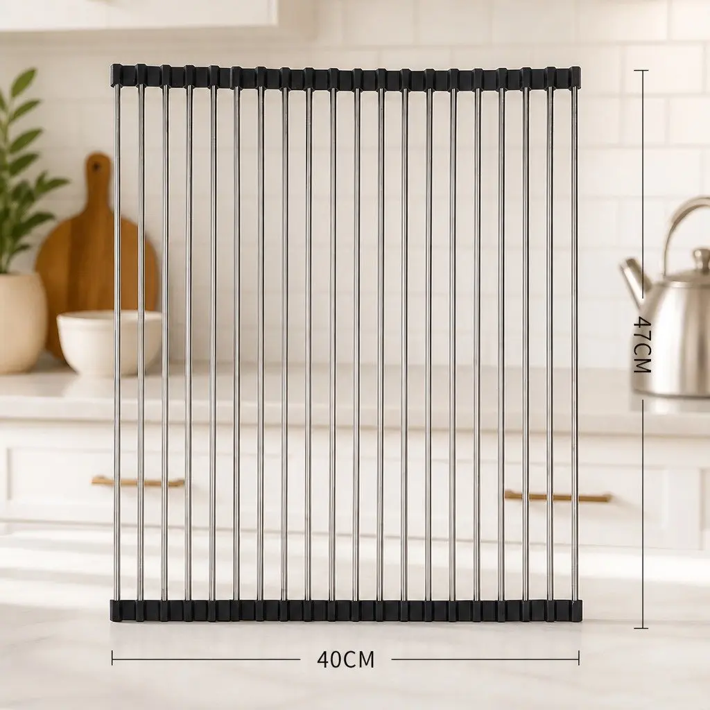 Rollable Dish Drying Rack for Kitchen Convenience