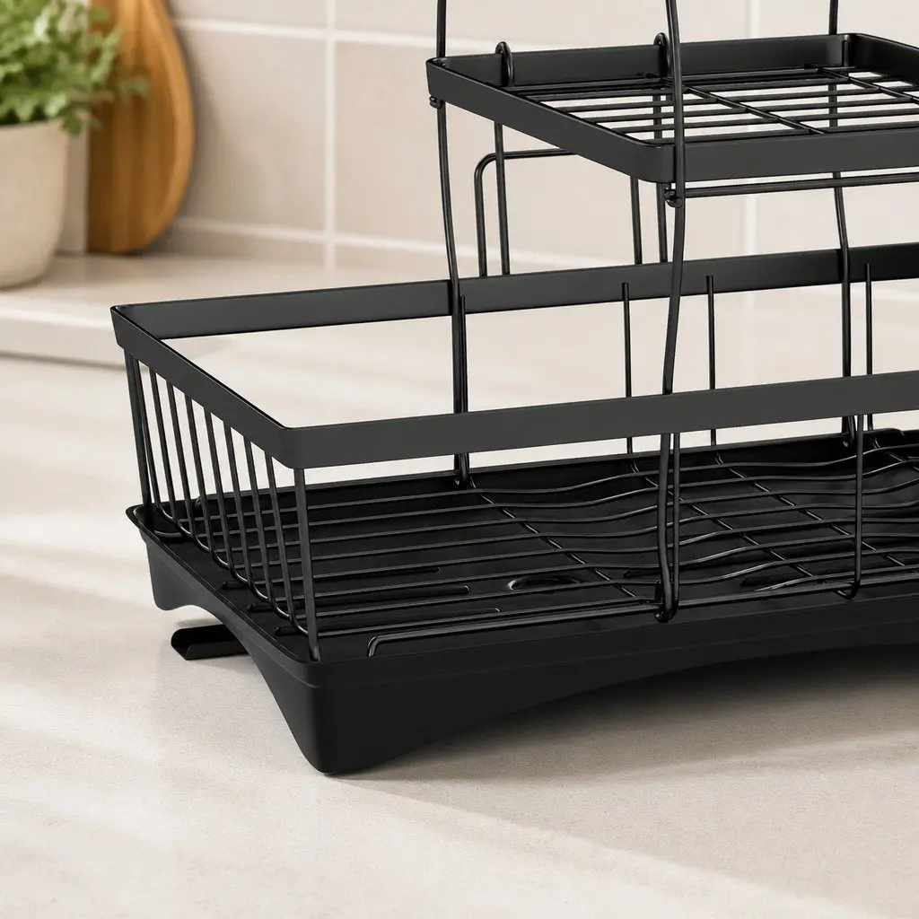 3 Tier Dish Drying Rack Plate Drainer Cutlery Holder Cup Organizer Kitchen