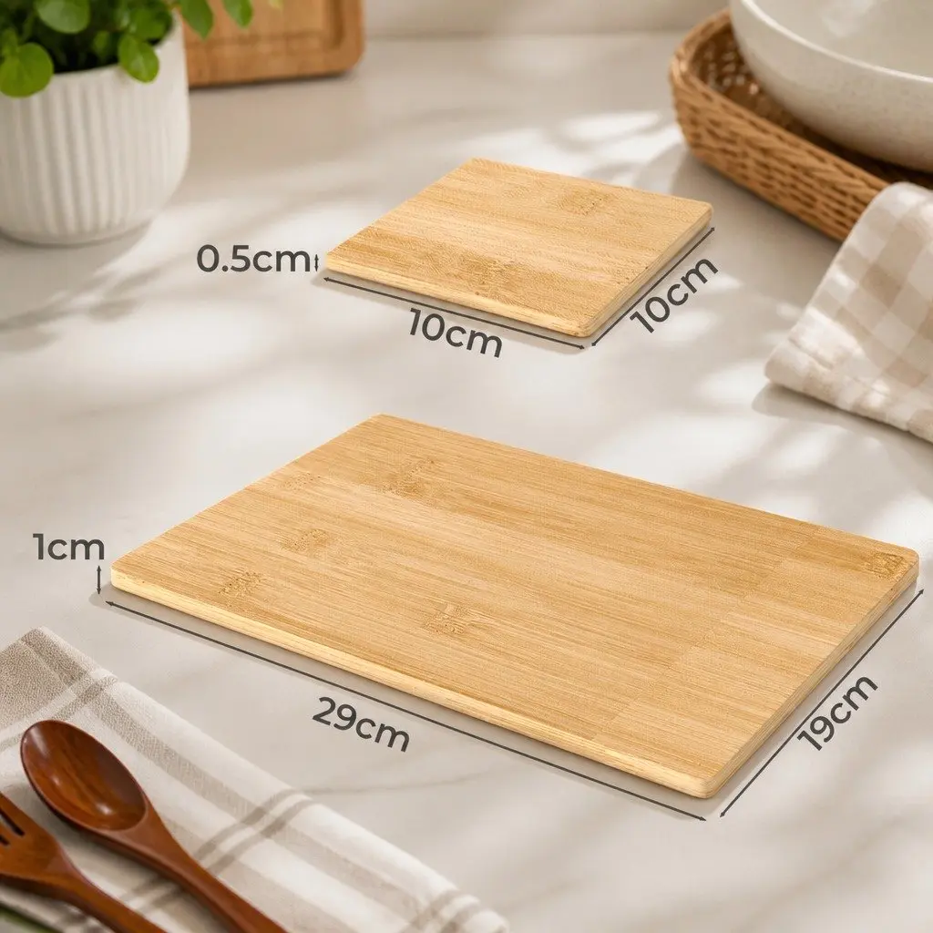 Bamboo Placemat Coaster Set Natural Heat Resistant Waterproof 8 Piece