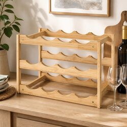 Stylish Bamboo Wine Rack: Organize 12 Bottles Effectively