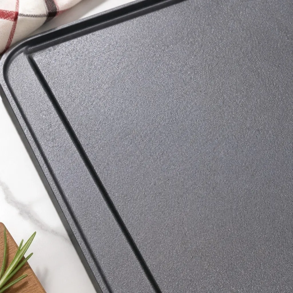Cast Iron Reversible Griddle Pan Smooth and Ribbed Grill 49.5cm