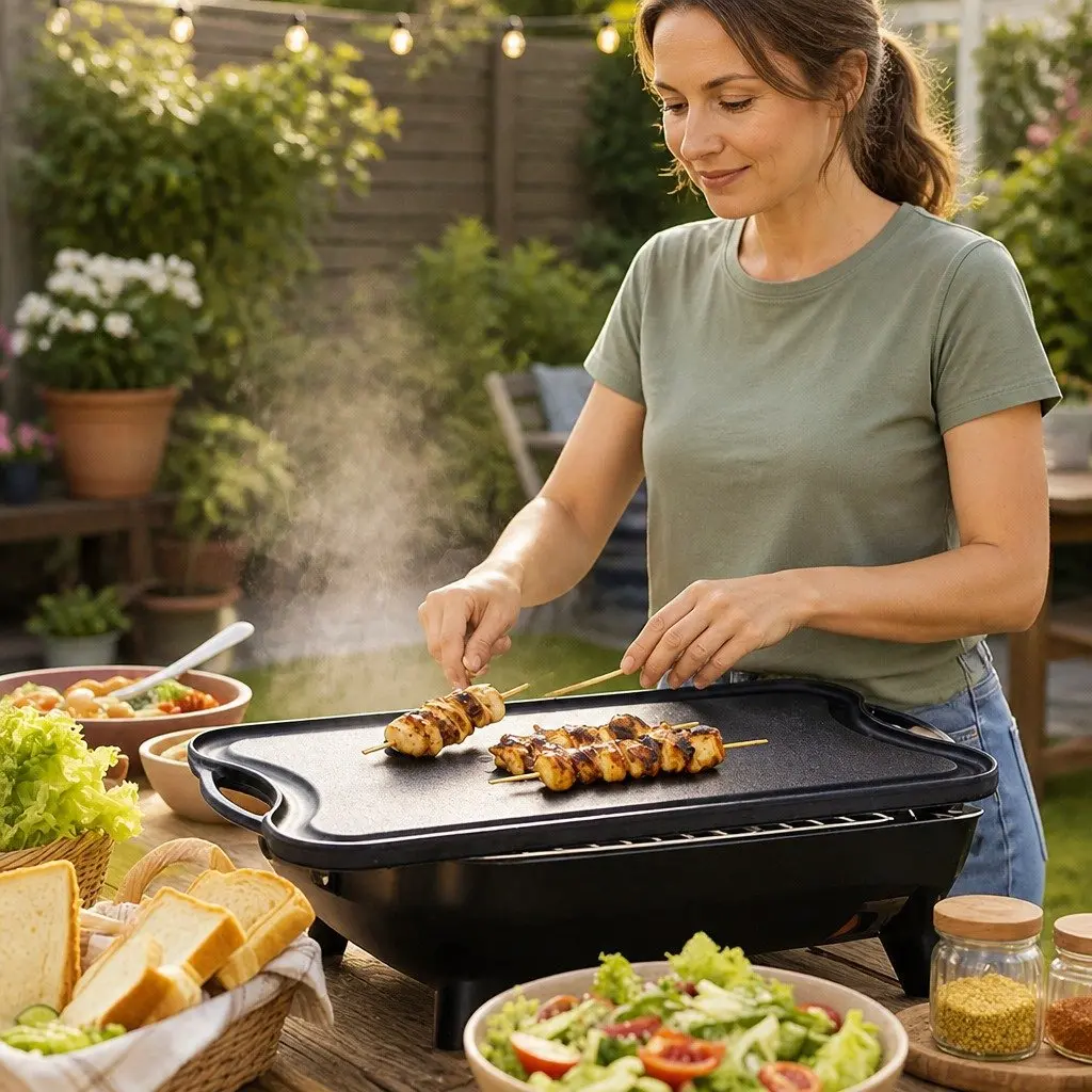 Cast Iron Griddle Pan Reversible Dual-Sided 50.5cm Non-Stick Frying Skillet