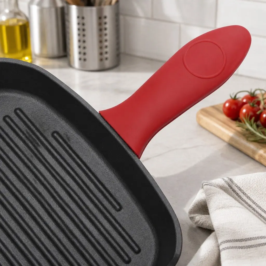 Cast Iron Square Grill Pan Heavy Duty Pre-Seasoned 23.5 cm