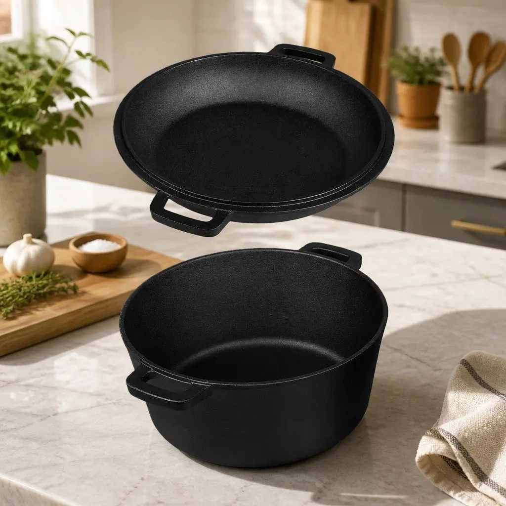 Cast Iron Double Dutch Oven Set