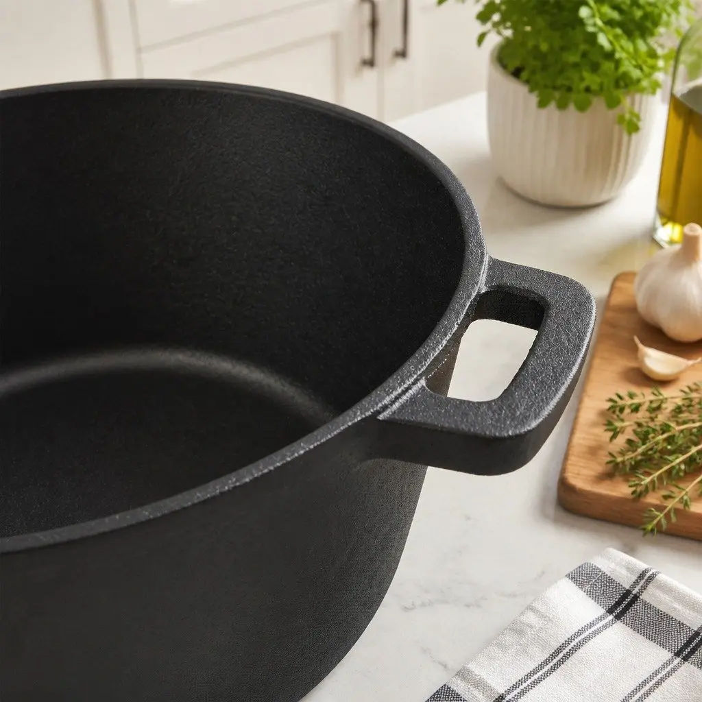 Cast Iron Double Dutch Oven 5.84L 2-in-1 Shallow Pan Deep Pot Cooking Set