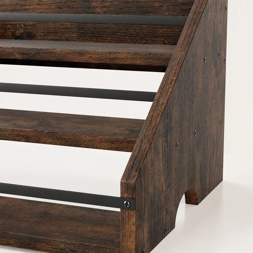 Three-Tier Vintage Wine Rack Countertop Display Organiser Brown and Black Kitchen Bar