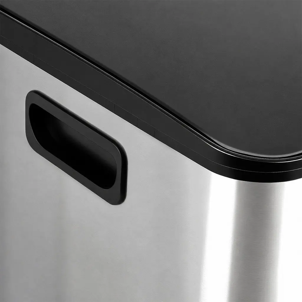 60L Dual Compartment Pedal Bin Stainless Steel Kitchen Waste Recycling Dustbin