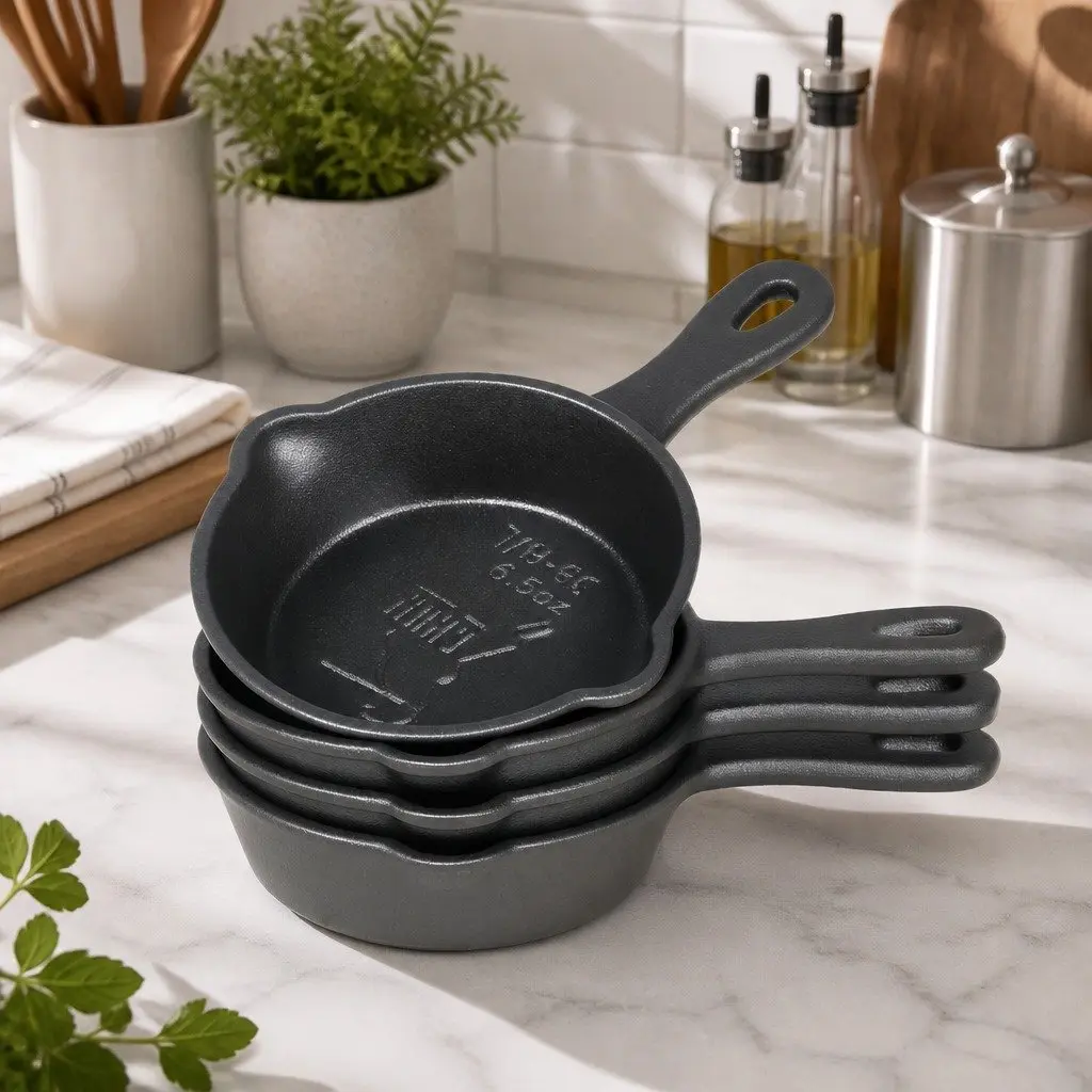 Mini Cast Iron Frying Pan Set Non-Stick 8.5cm