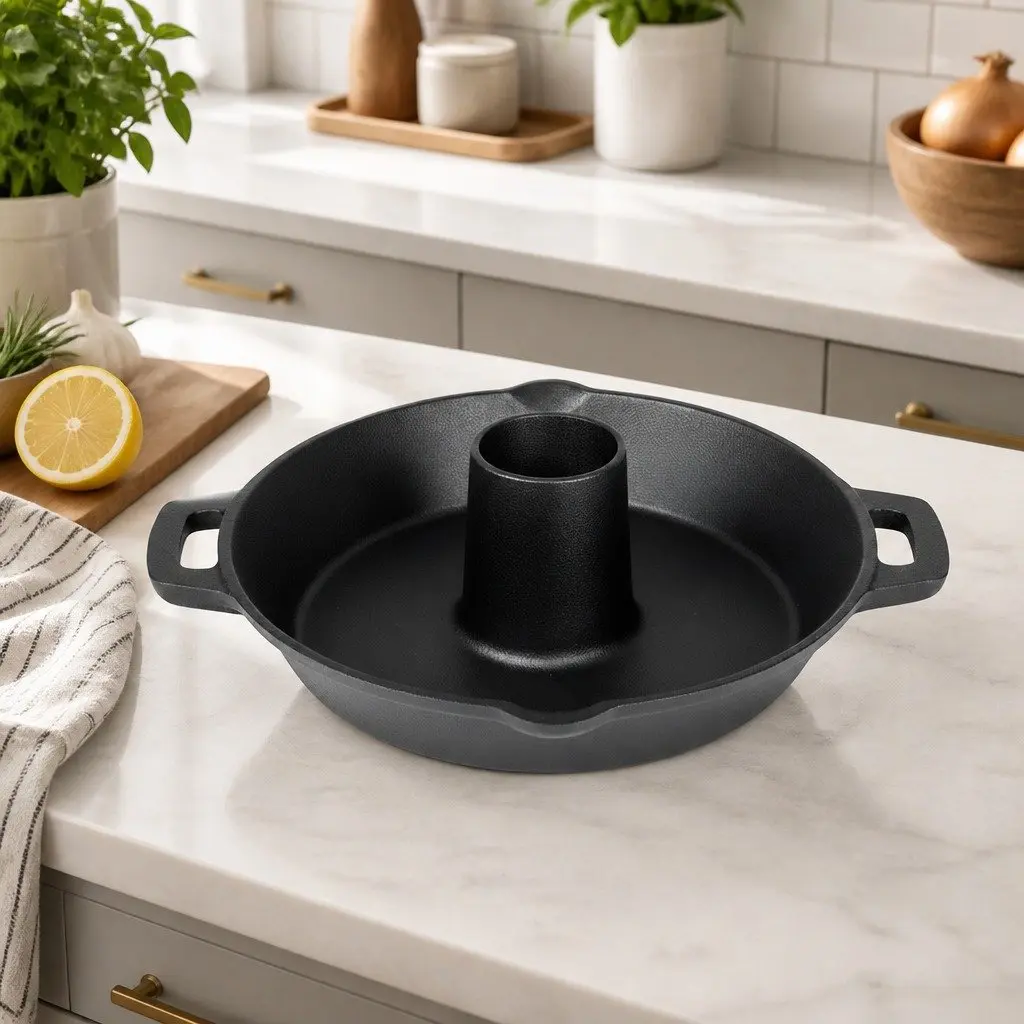 Cast Iron Roaster Stand Dutch Oven Pan 26.5cm Heavy-Duty Pre-Seasoned Non-Stick Cooking Surface